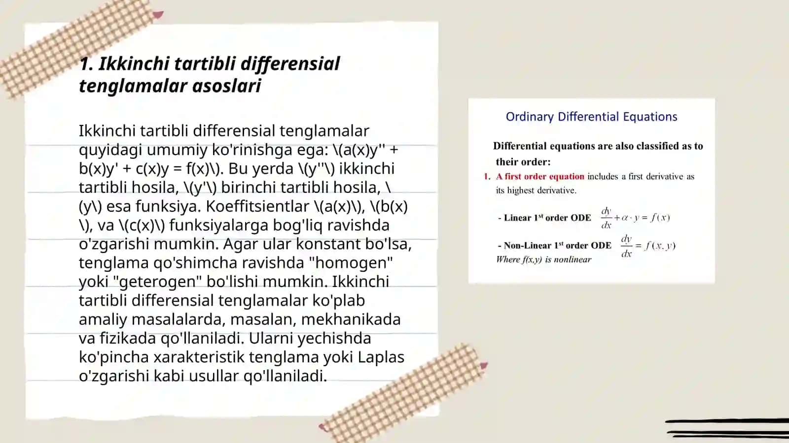 Ikkinchi tartibli differensial tenglamalar asoslari 3