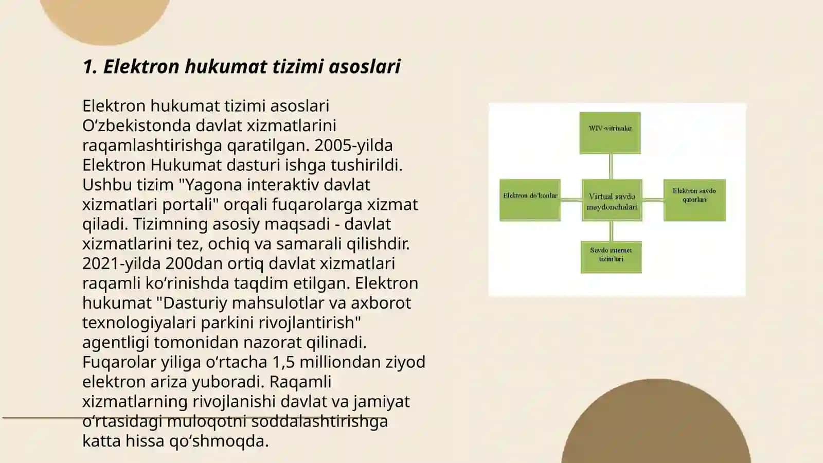 Elektron hukumat tizmining ishlash xususiyatlari 3