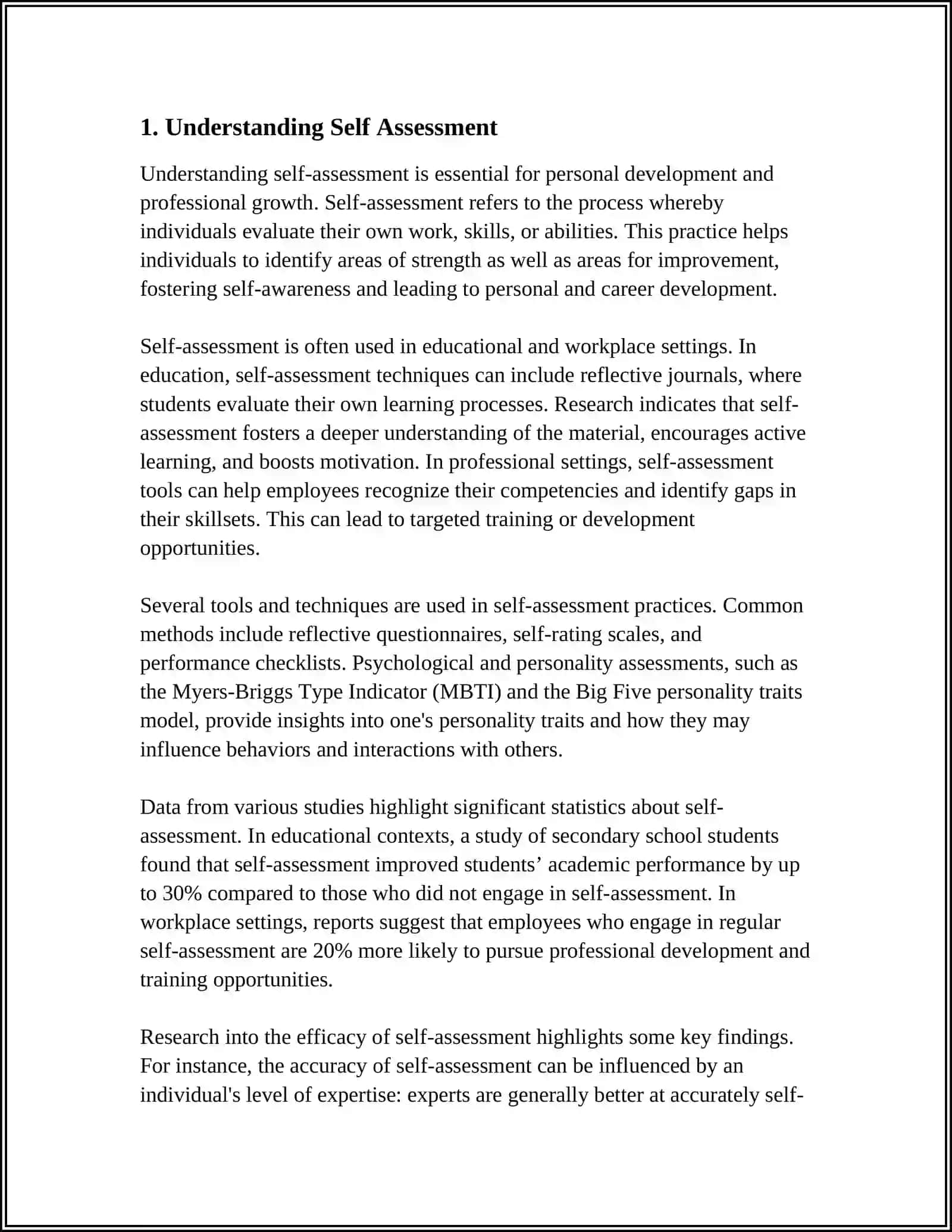 SELF ASSESSMENT 3
