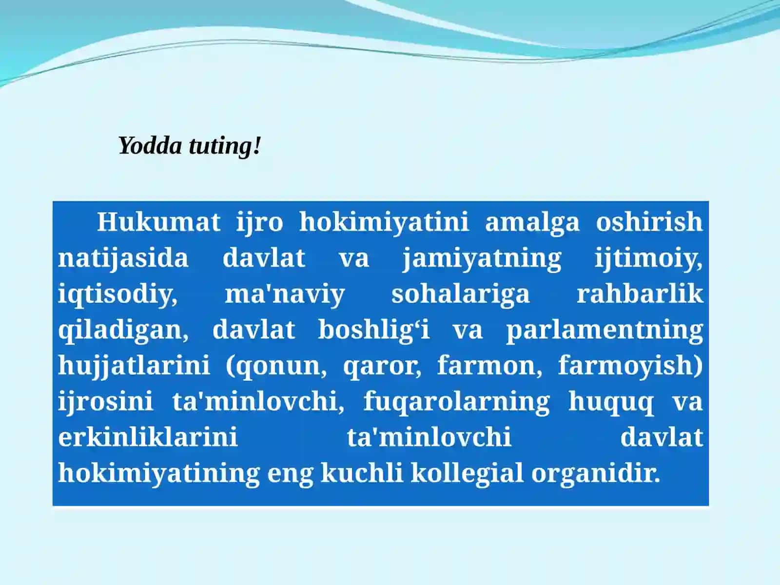 O‘zbekiston Respublikasi Vazirlar Mahkamasining asosiy funksiyalari 3