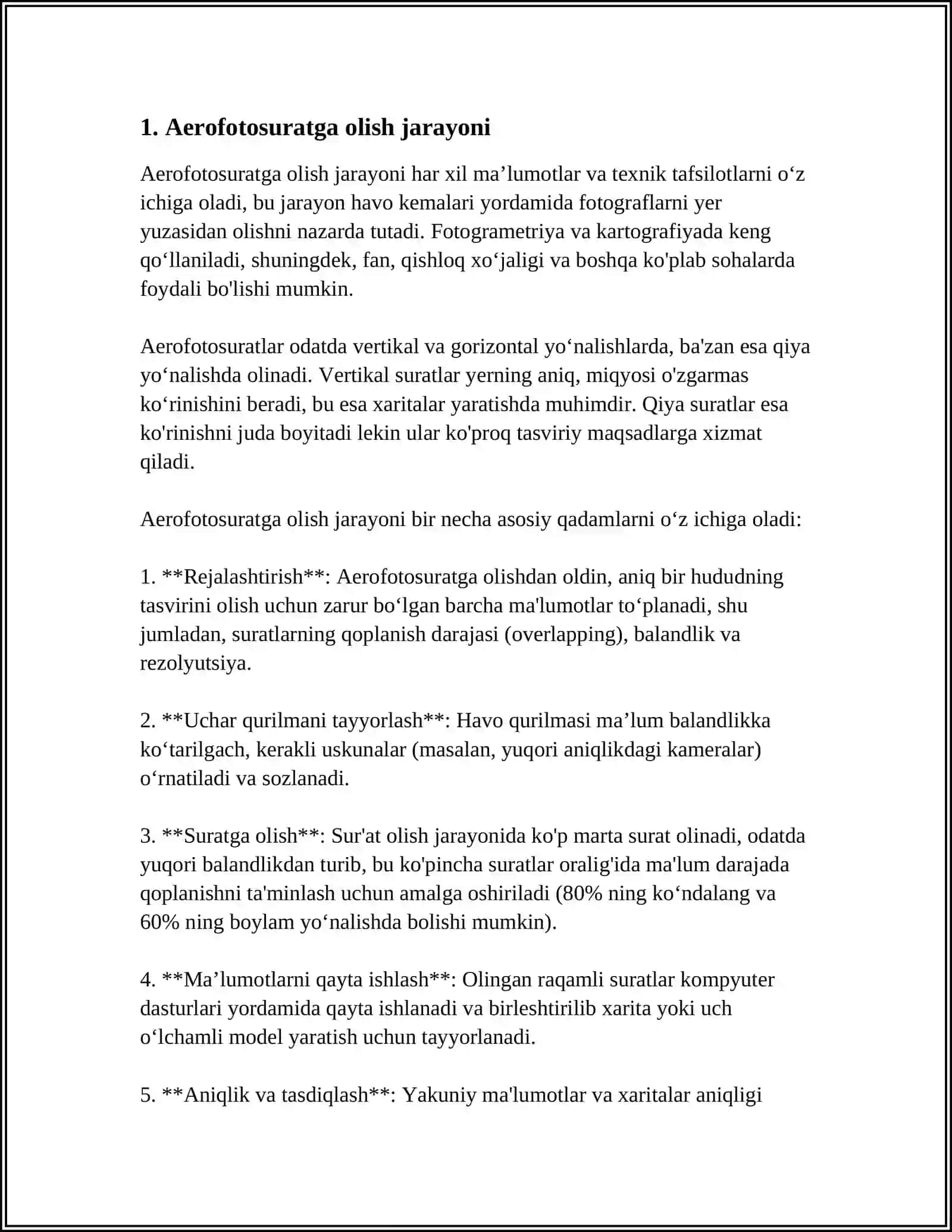 ORTOFOTOPLANLAR TUZISH JARAYONLARI 3