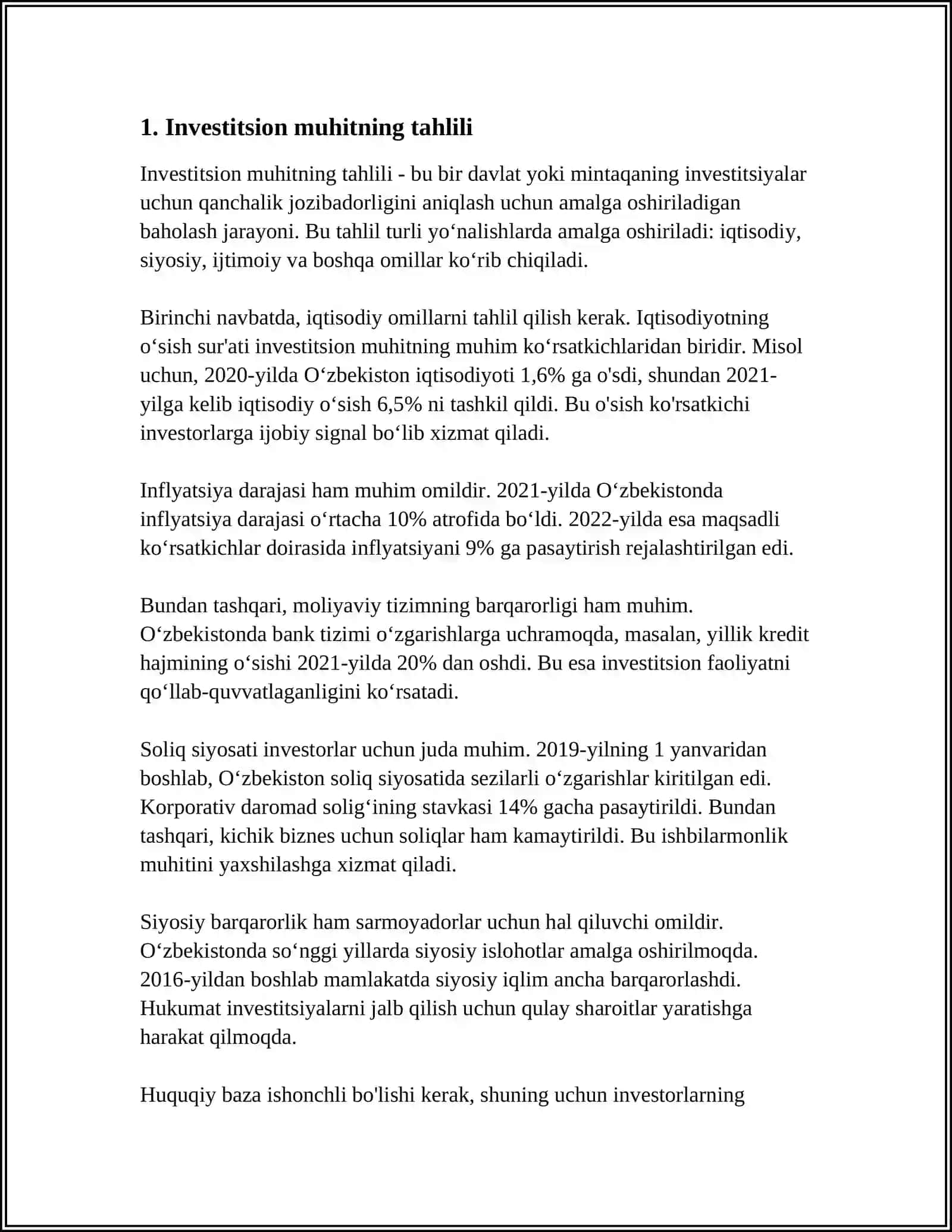OʻZBEKISTONDA INVESTITSION SIYOSAT 3