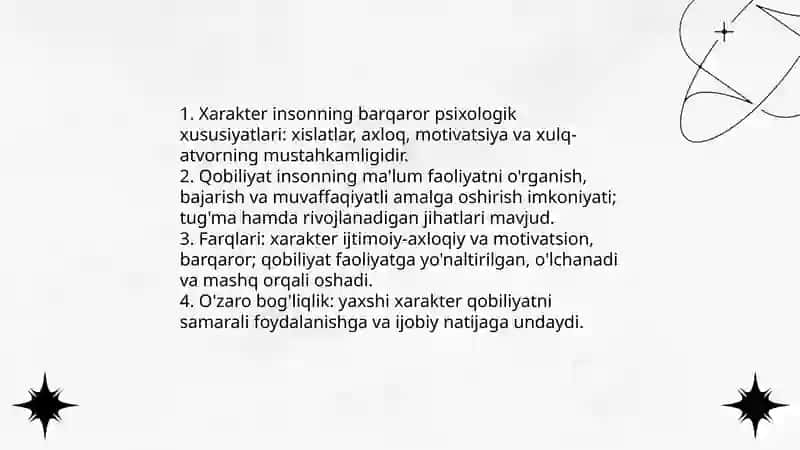 Harakter va qobiliyat 3