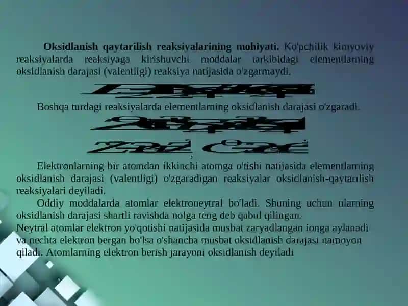 Oksidlanish-qaytarilish reaksiyalari 3