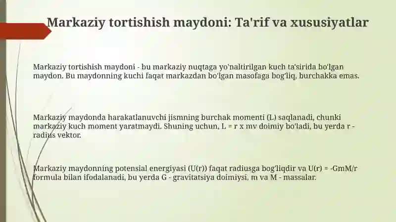 Markaziy tortishish maydoni 3