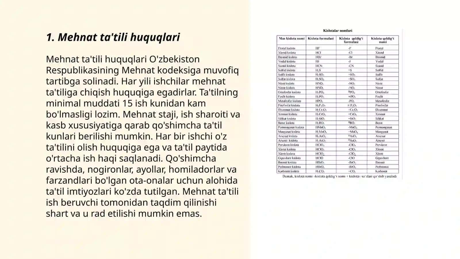 Mehnat ta'tili jadvalini tuzish 3