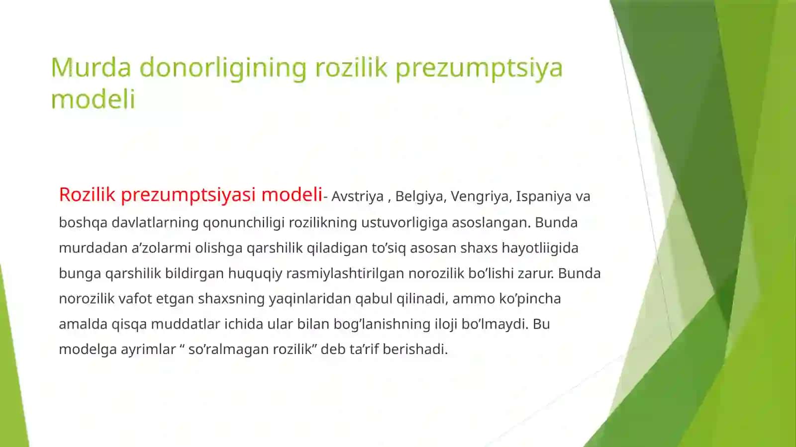 Murda donorligining rozilik prezumpsiya modeli 3