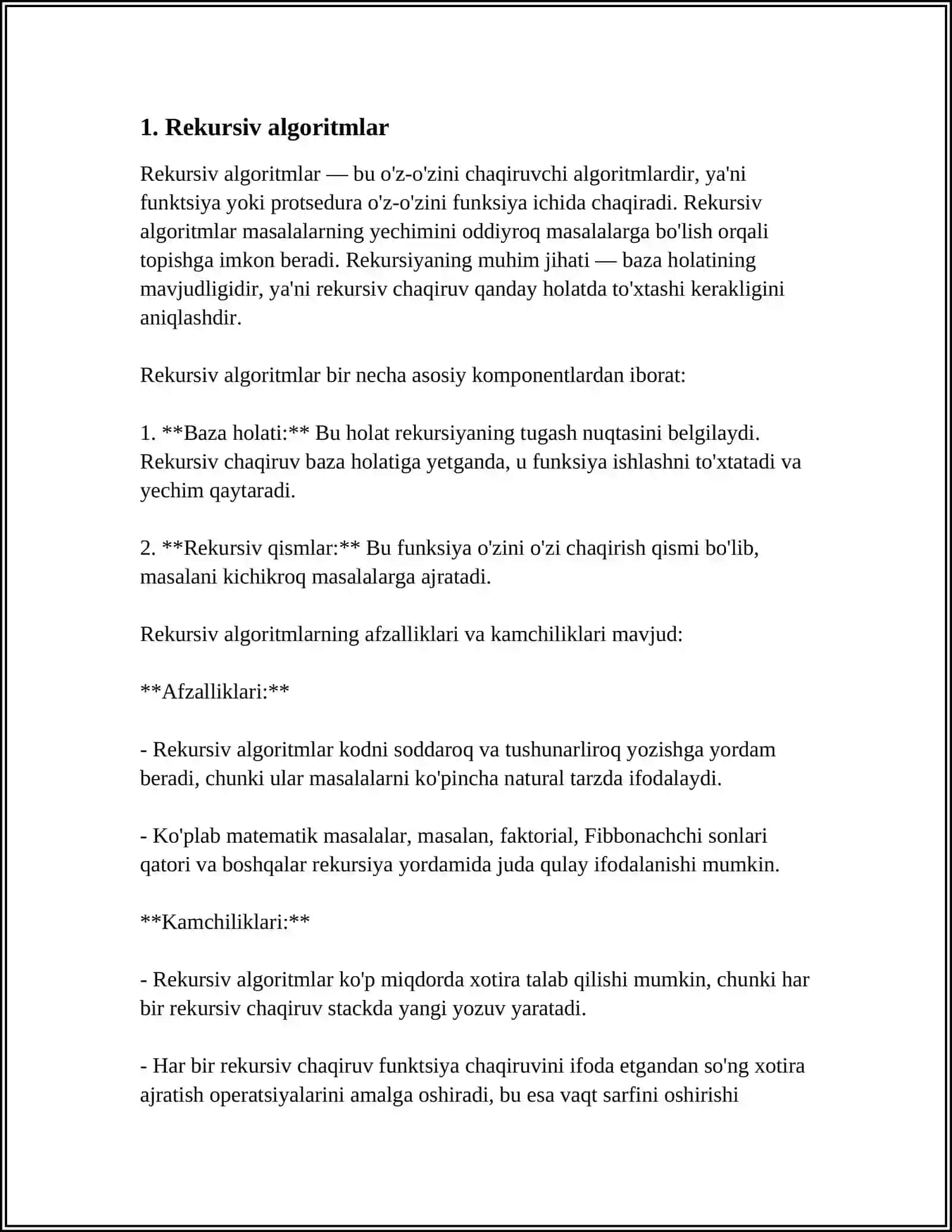 REKURSIV JARAYONLARNI TASHKIL ETISH 3