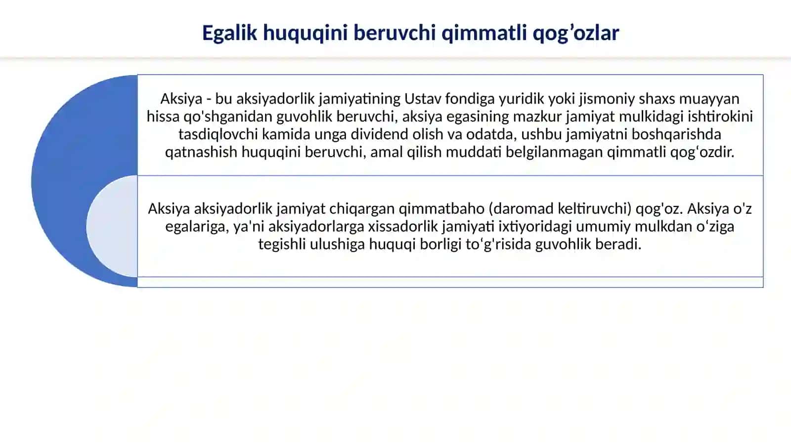 Egalik Huquqini Beruvchi Qimmatli Qog’ozlar 3