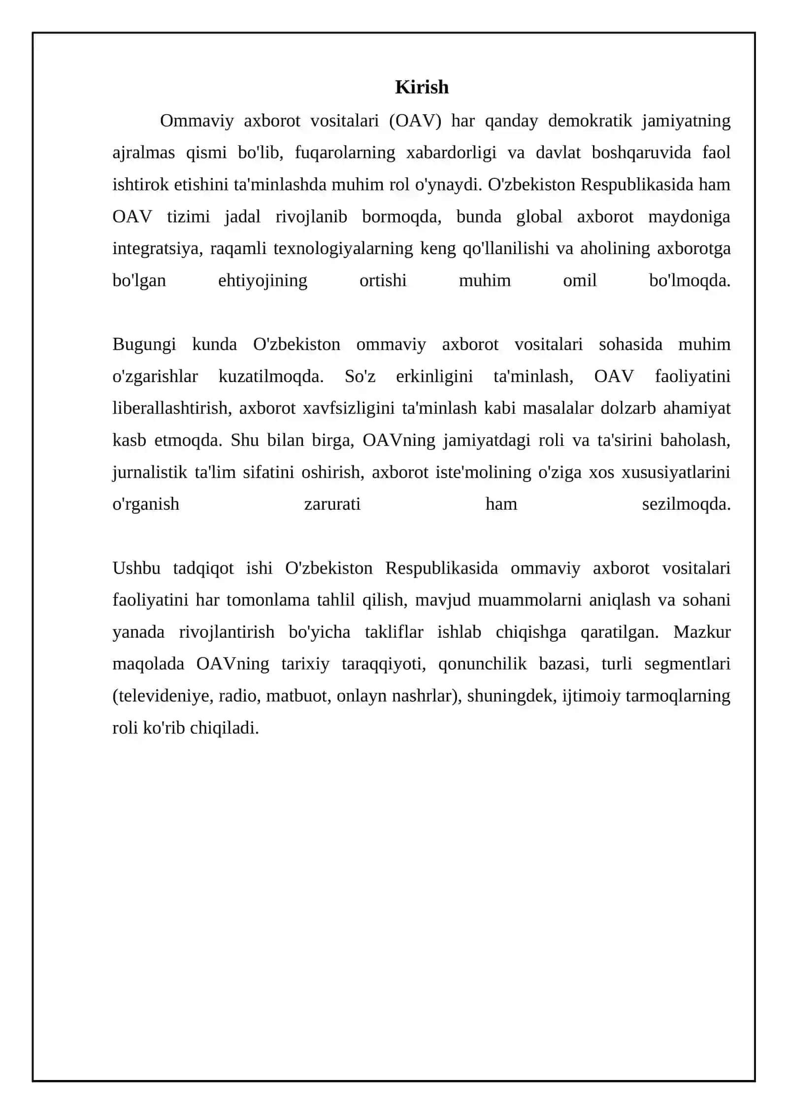 Ommaviy axborot vositalari (OAV) har qanday demokratik jamiyatning ajralmas qismi 3