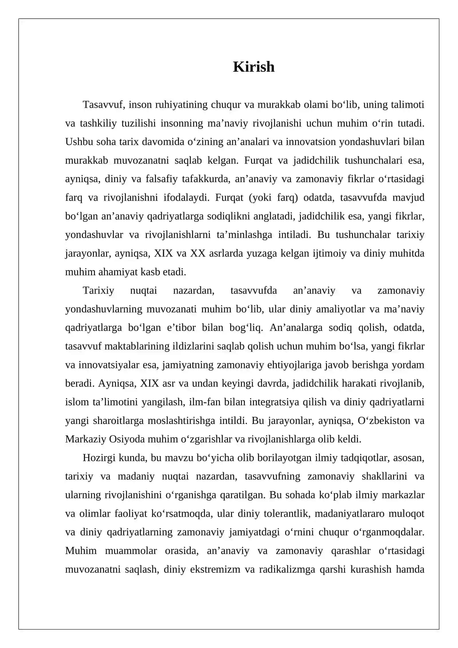 Furqat va jadidchilik. Tasavvuf talimotiga oid qarashlari 3