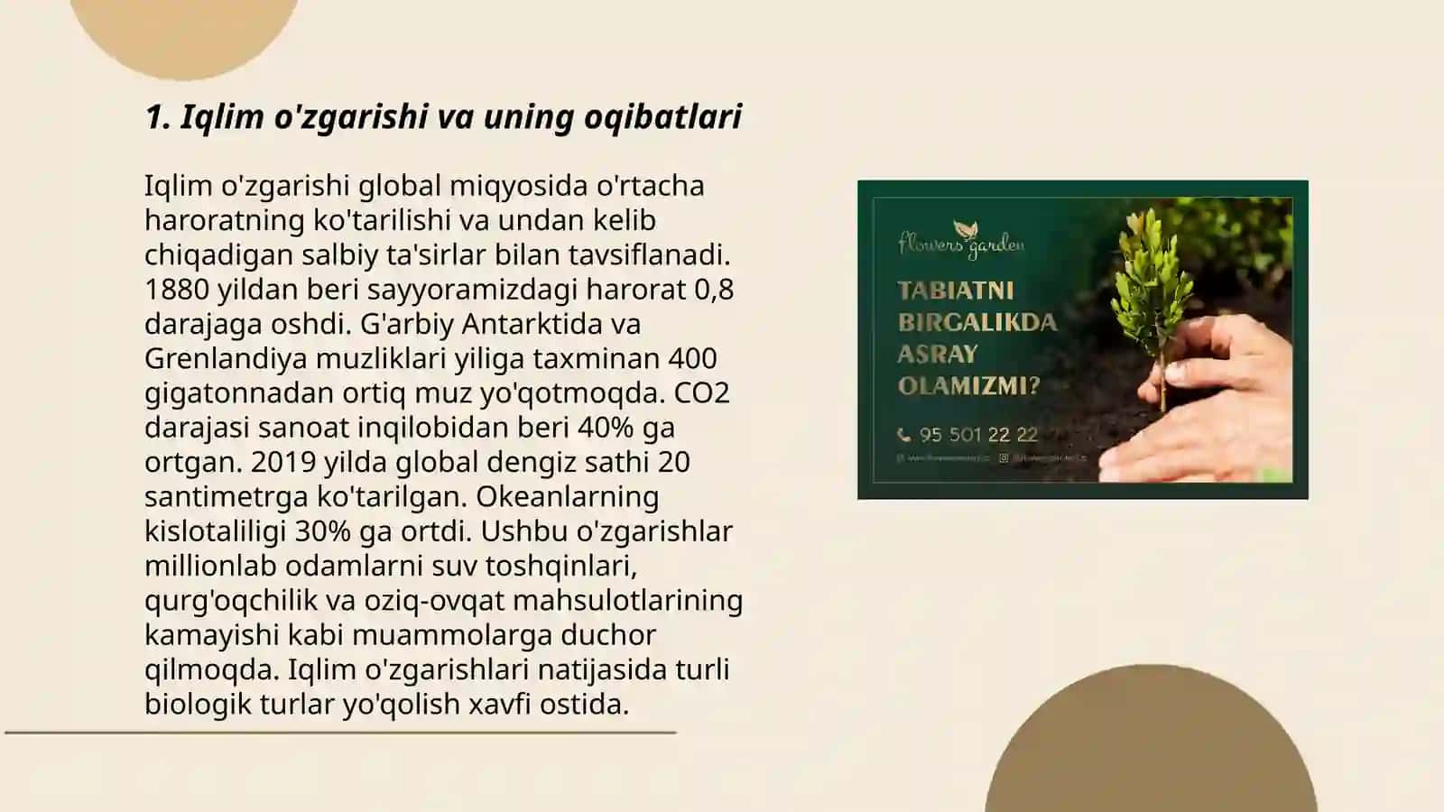 Davrimizning global muammolari "Tabiatni asrash " matni 3