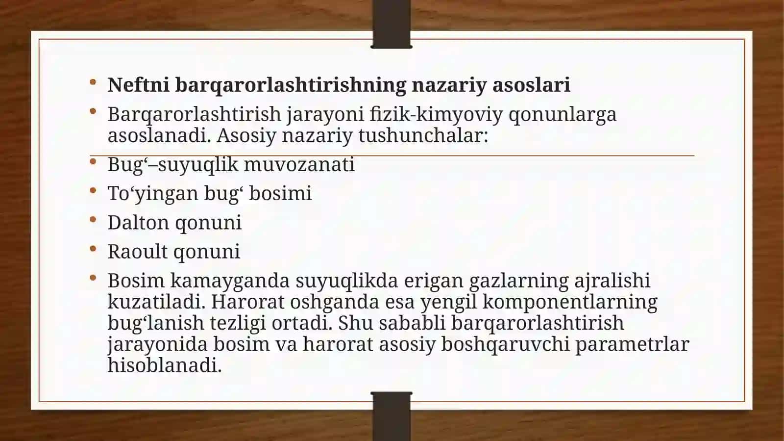 Neftni barqarorlashtirish usullari 3