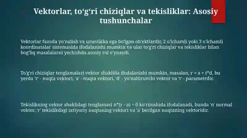 Vektorlar va geometriya 3