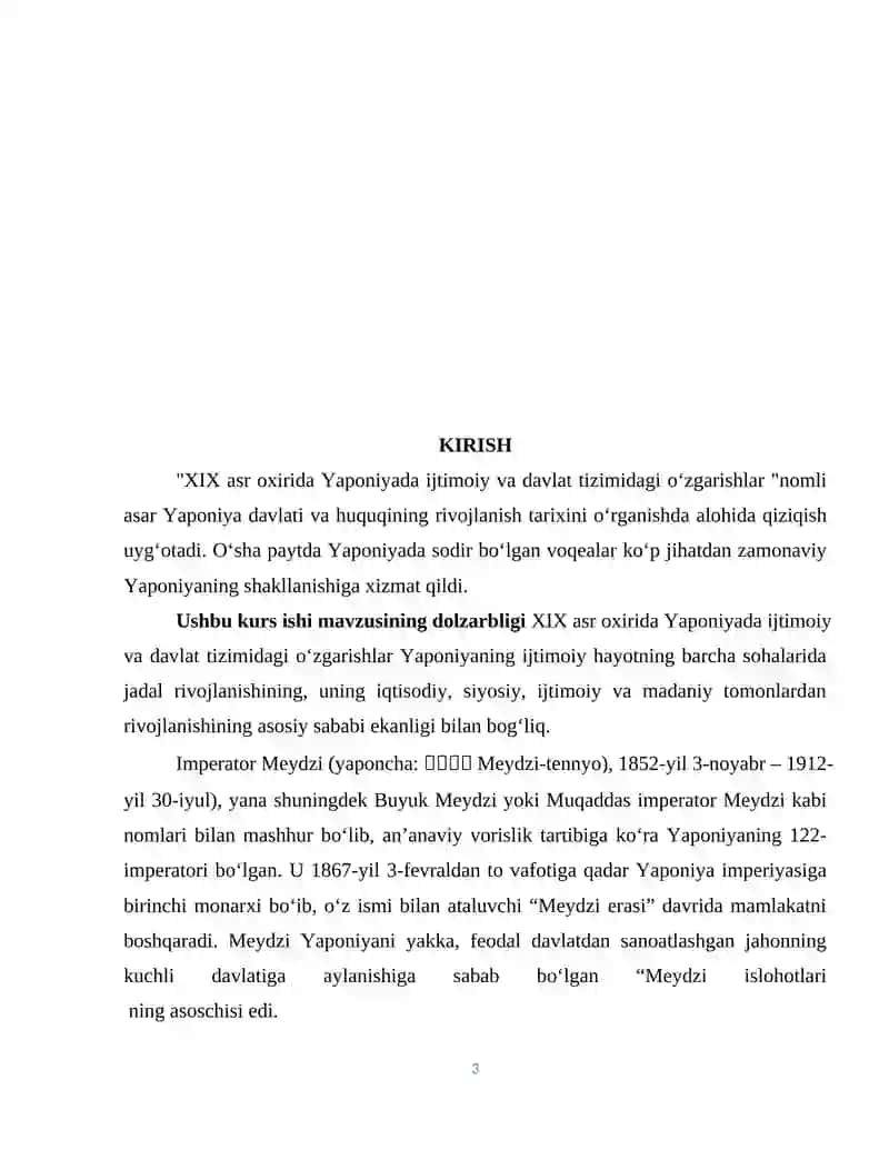 YAPONIYA MEYDZI TIKLANISH DAVRIDA. ISLOHOTLAR 3