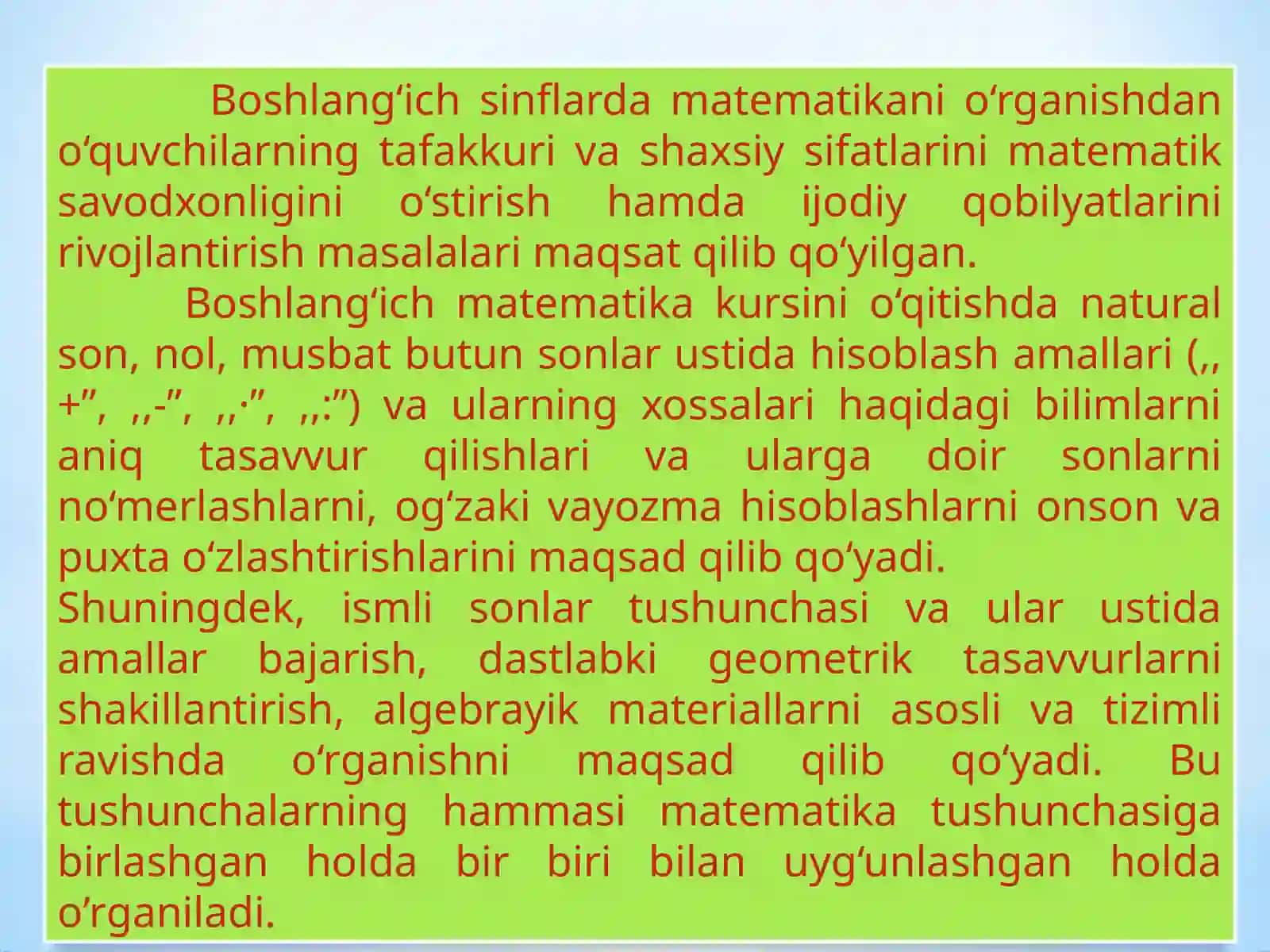 Boshlang‘ich sinflarda matematika o‘qitish umumiy metodikasi 3