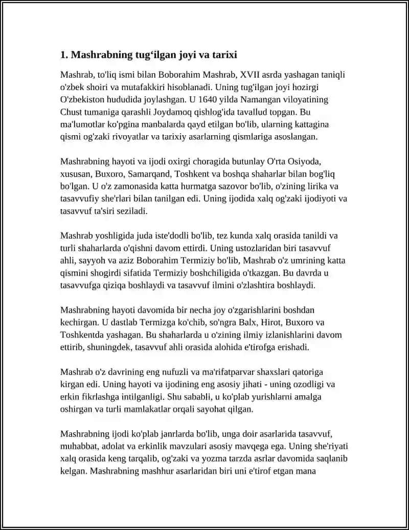 Mashrabning Hayoti va Ijodi 3