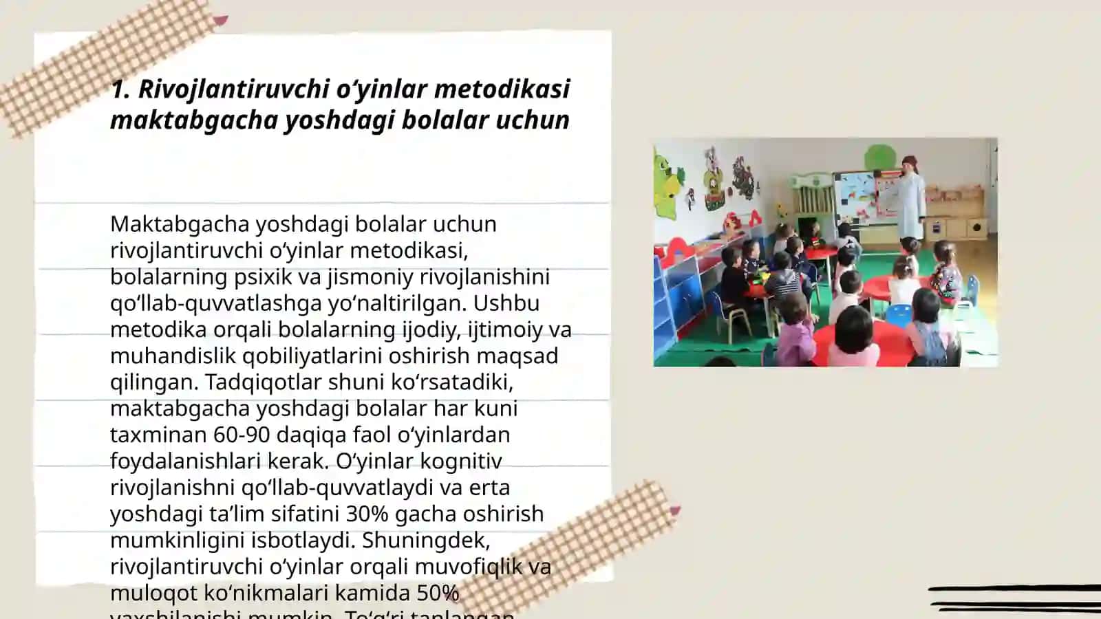 Maktabgacha yoshdagi bolalarni rivojlanishi uchun mavzuni rivojlantruvchi roʻlli oʻyinlar va dramatizatsiya muhitini yaratish 3