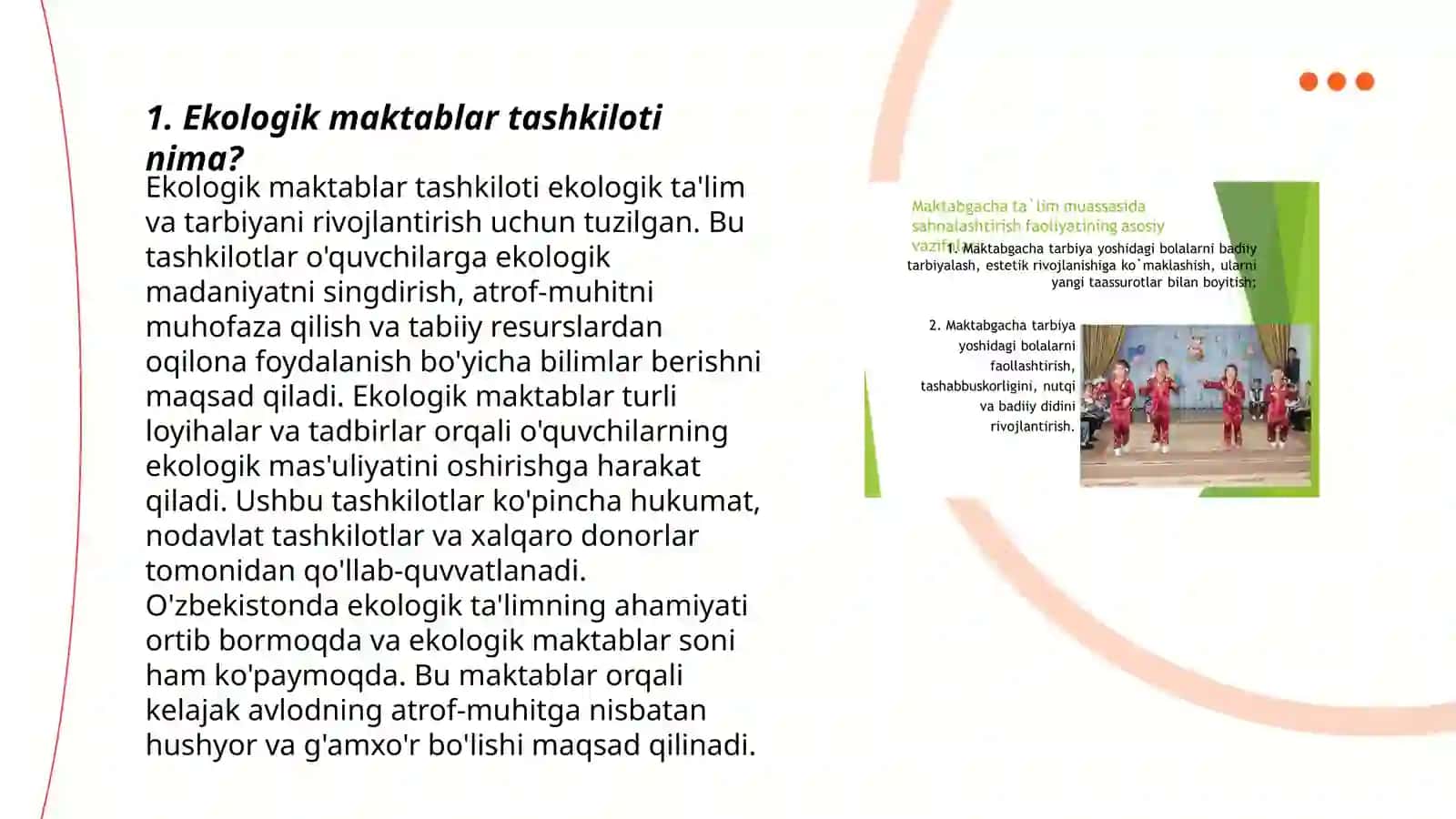 Ekologik maktablar tashkiloti nima? 3
