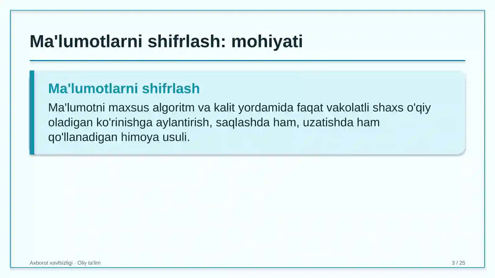Zargarlik do'konlarida ma'lumotlarni shifrlash 3