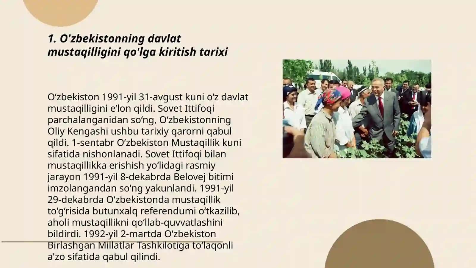 O'zbekistonning davlat mustaqilligini qo'lga kiritish tarixi 3