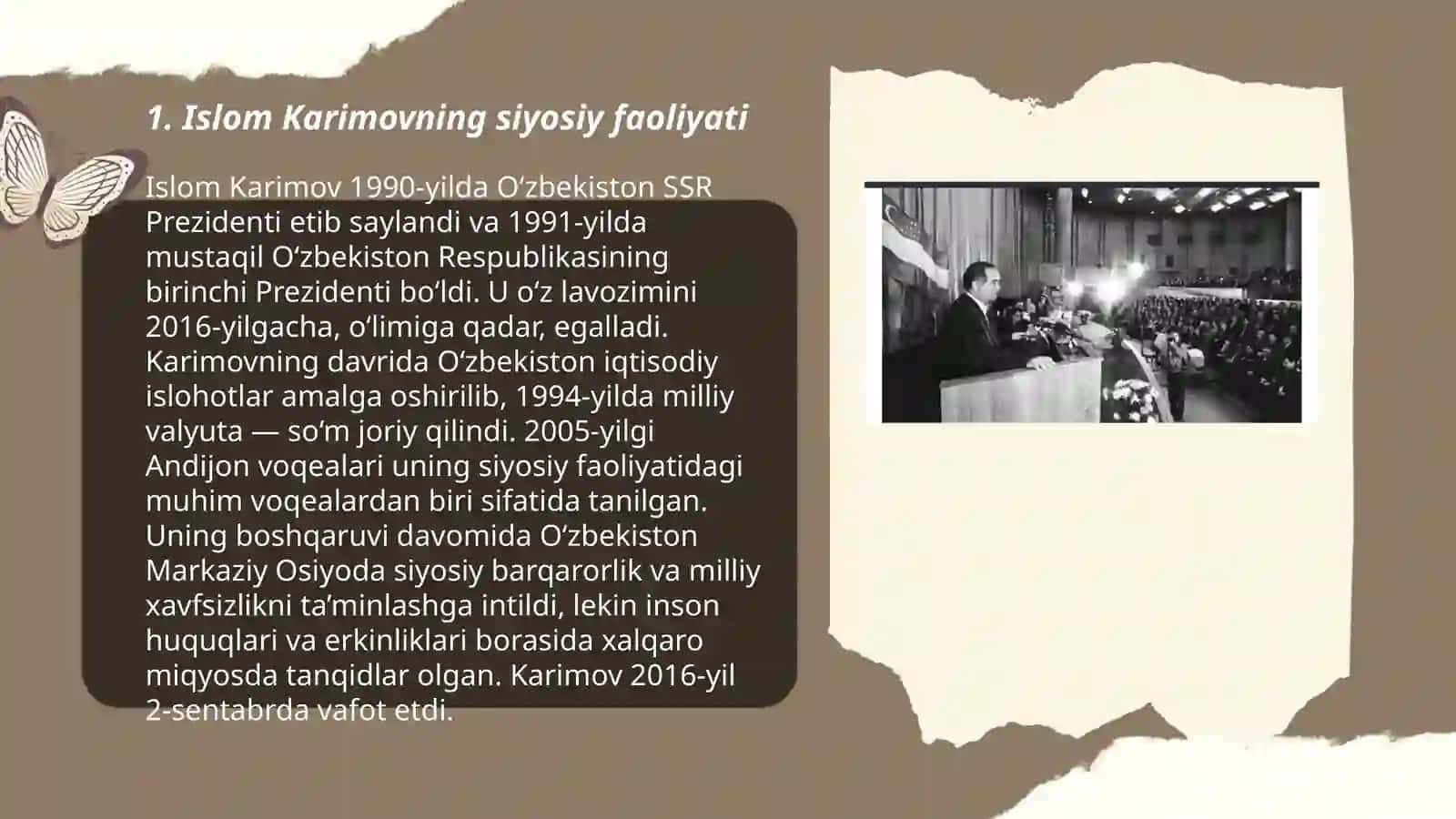 Islom Karimov mustaqil Oʻzbekiston tarixi boʻyicha asosiy manba 3