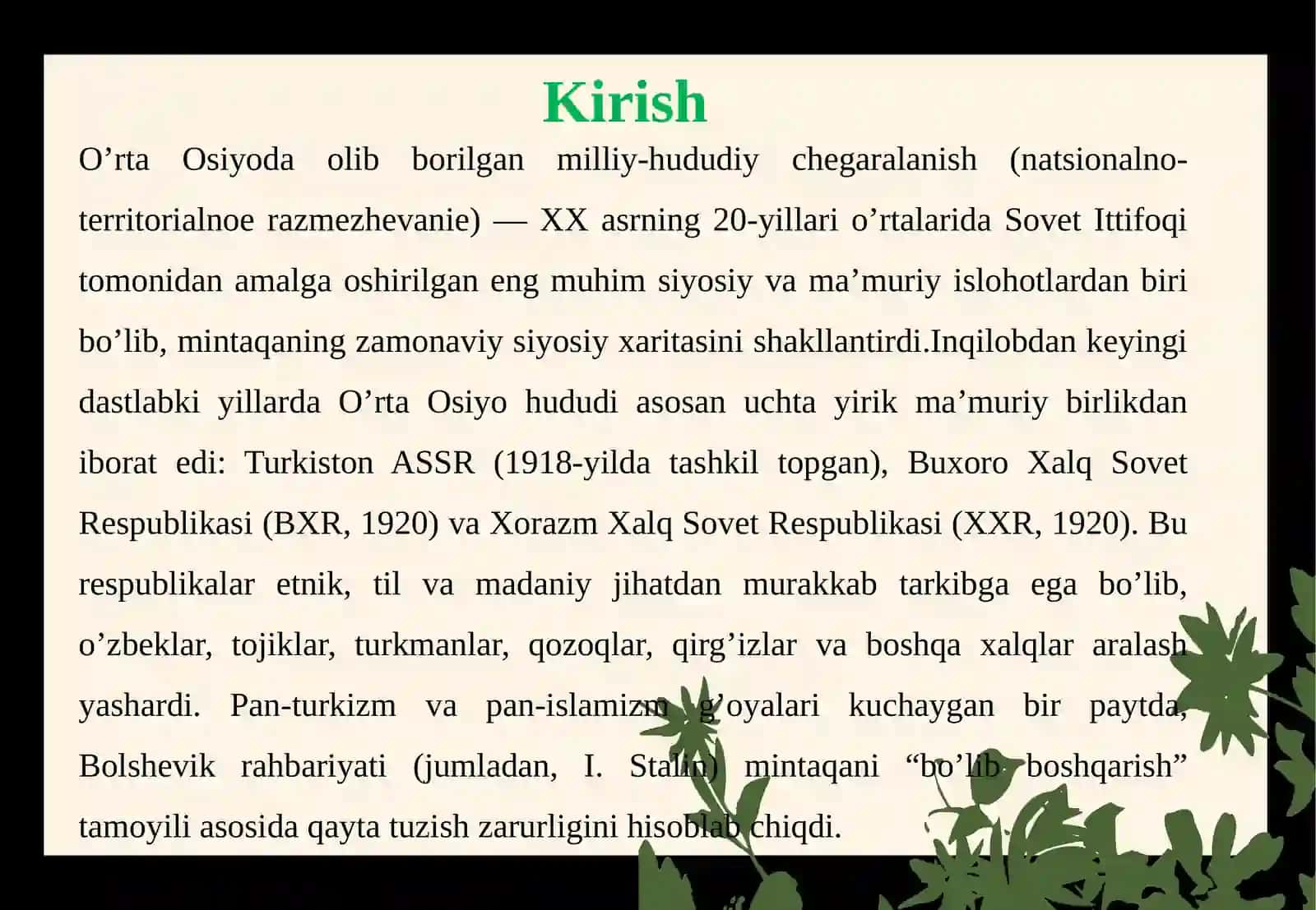 O’rta Osiyo da olib borilgan milliy-hududiy chegaralanish 3