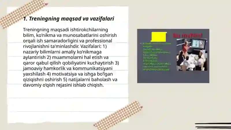 Treningning muhim jihatlari 3