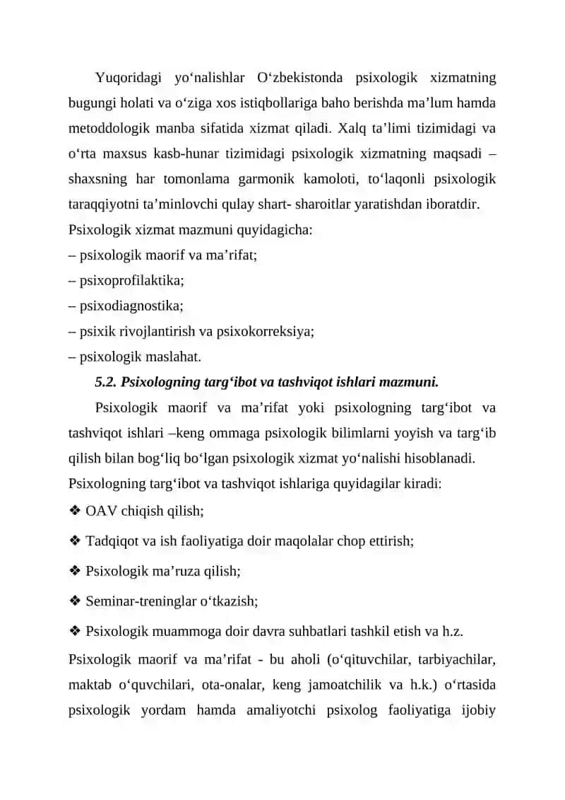 Psixologik Xizmat va uning Asosiy Yo‘nalishlari 3