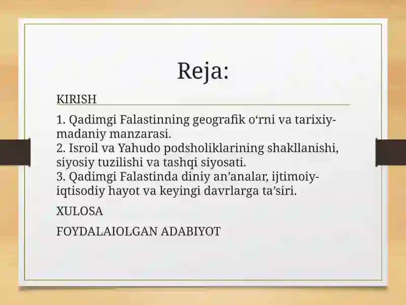 Qadimgi Falastin va Isroil podsholigi 3