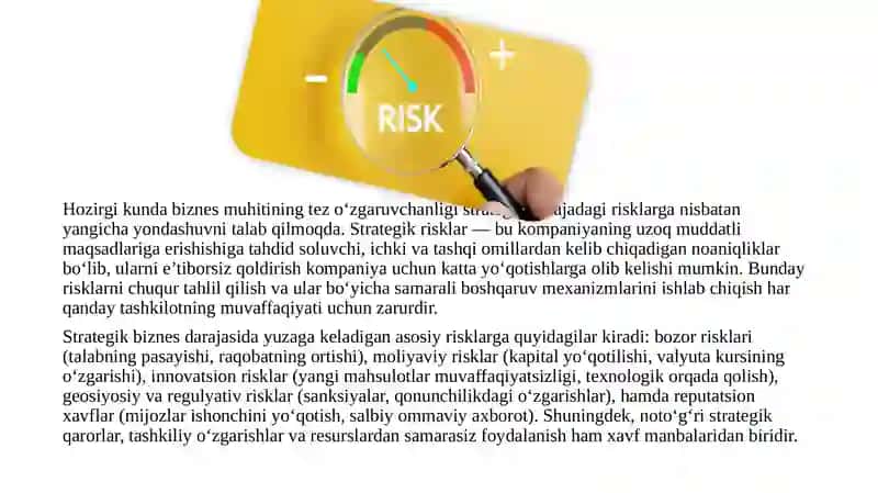 STRATEGIK BIZNES DARAJADAGI RISKLARNI BOSHQARISH 3