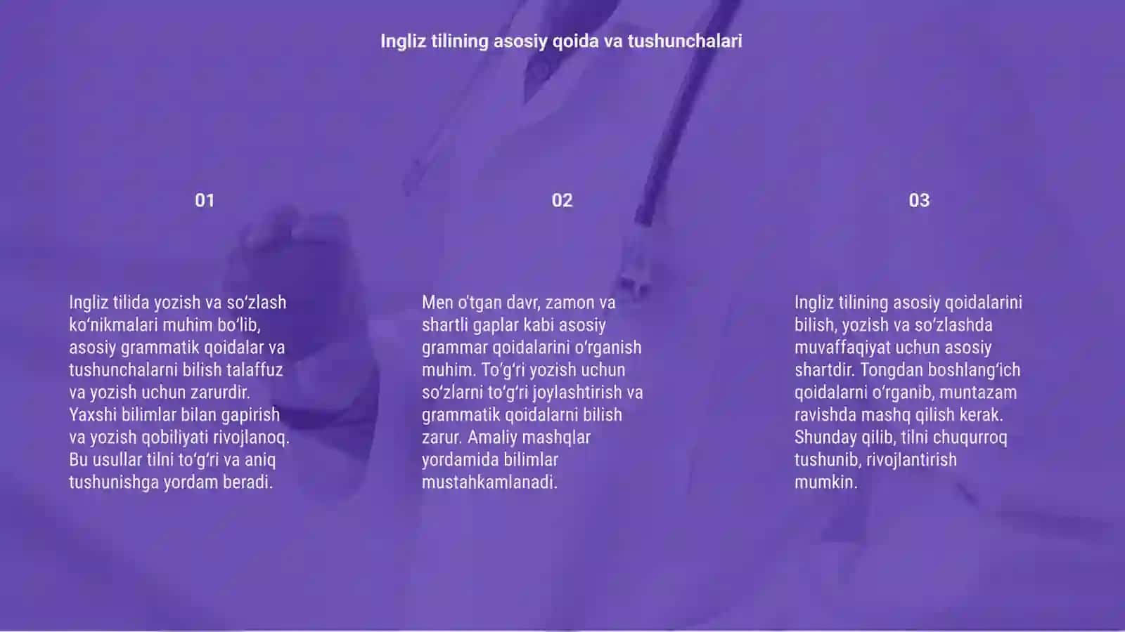 Ingliz tili redung and writingdan slayd yasash 3