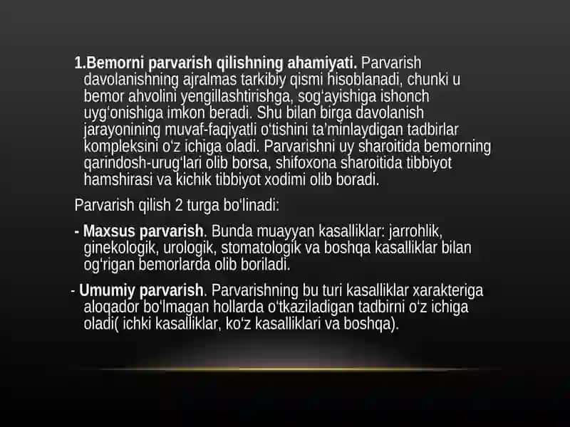 Bemorlarni parvarish qilishning mohiyati 3