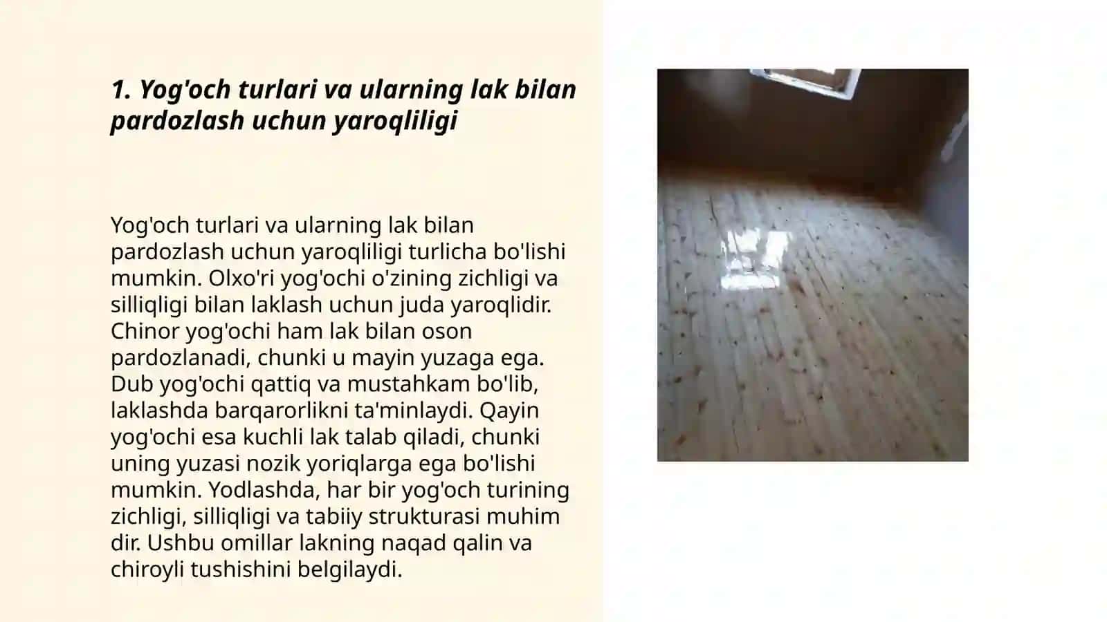 Yog'ochlarga lak bilan pardoz berish texnalogiyasi 3