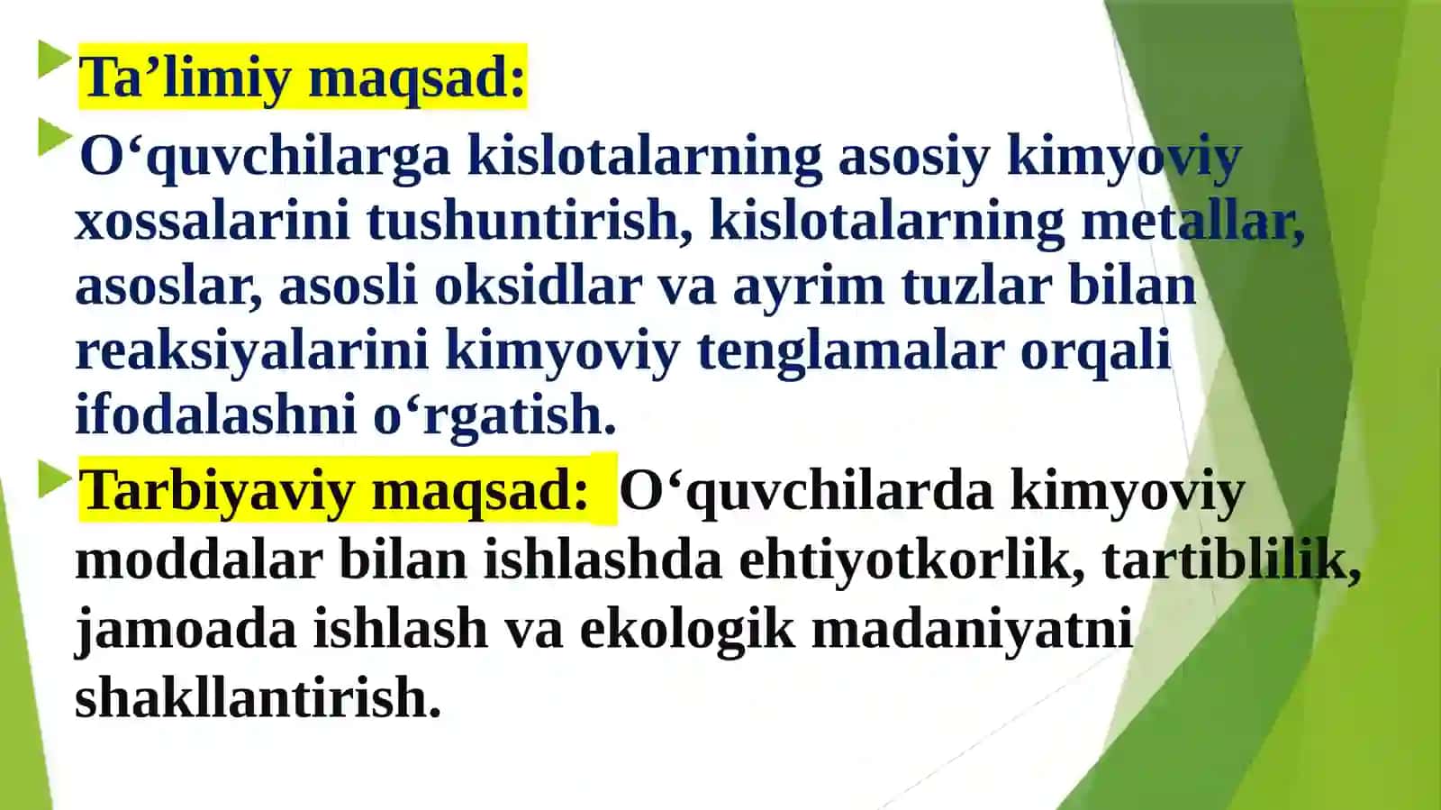 Kislotalarning kimyoviy xossalari 3