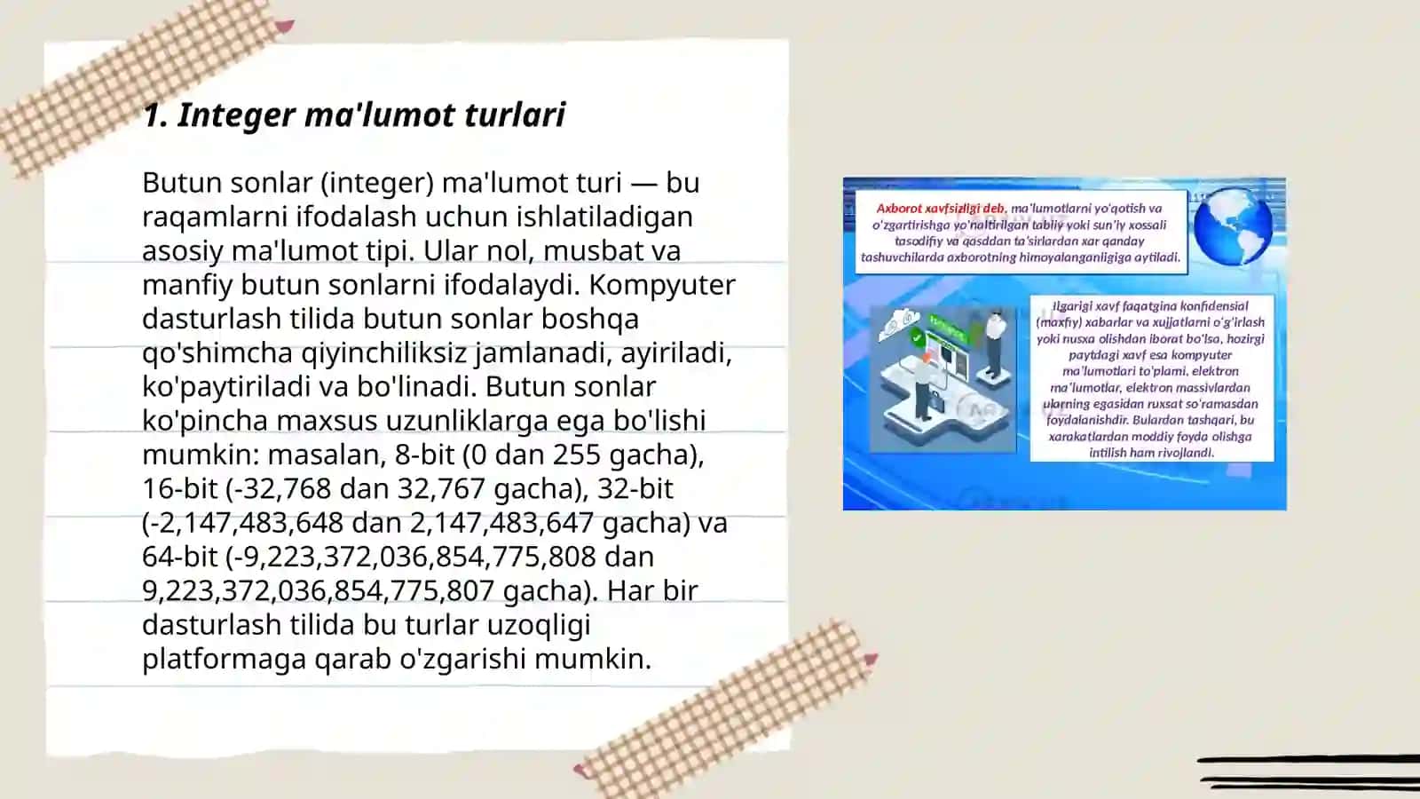 Dasturlash tizimlarida maʼlumot turlarini kórsatish 3