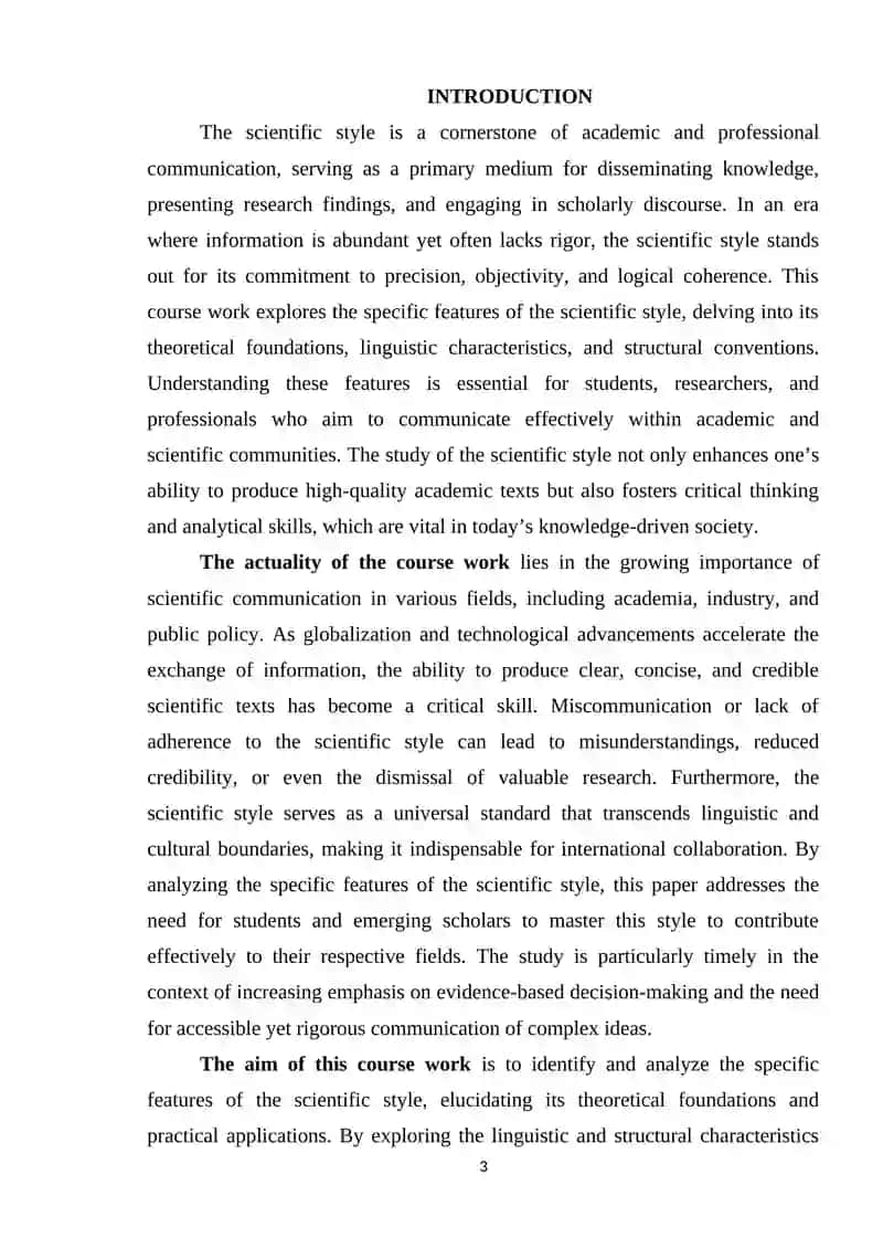 Specific features of the scientific style 3