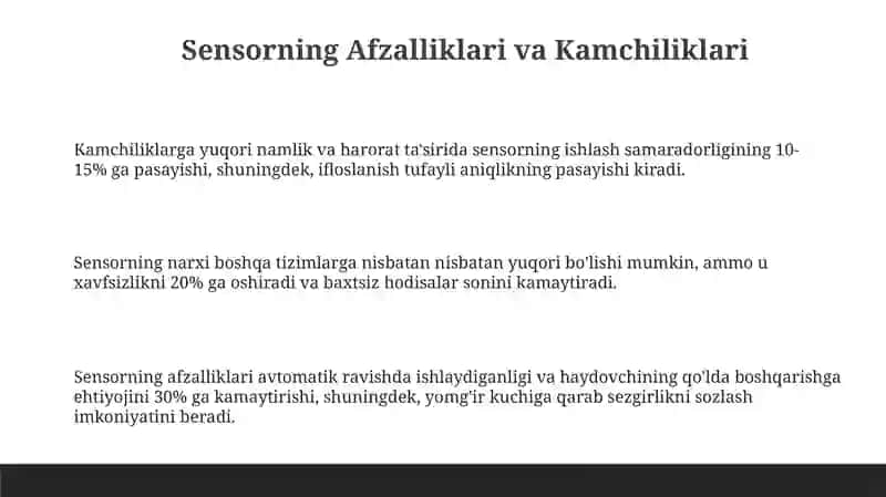 Sensorning Afzalliklari va Kamchiliklari 3