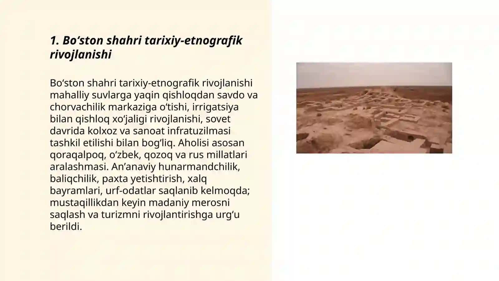 Boʻston shahri etnografiyasi 3