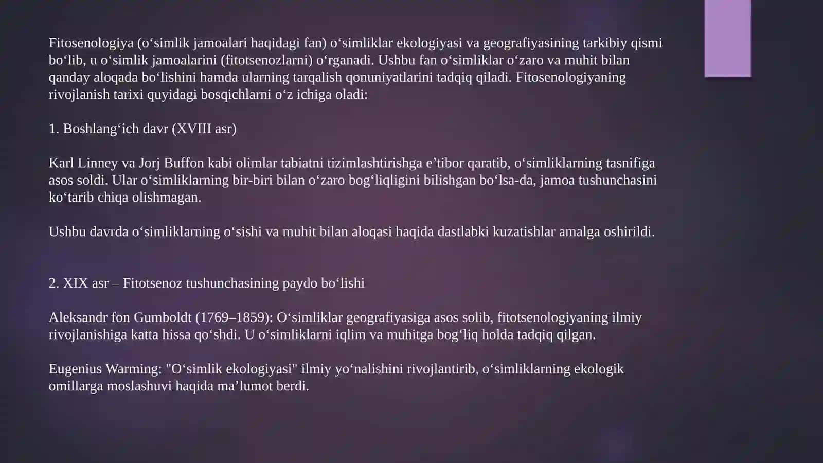Fitosenologiyafanining rivojlanishi tarixi 3