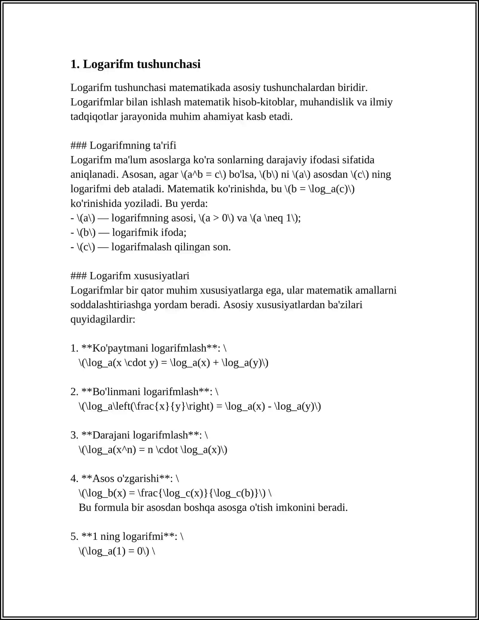 LOGARIFM FUNKSIYALAR 3