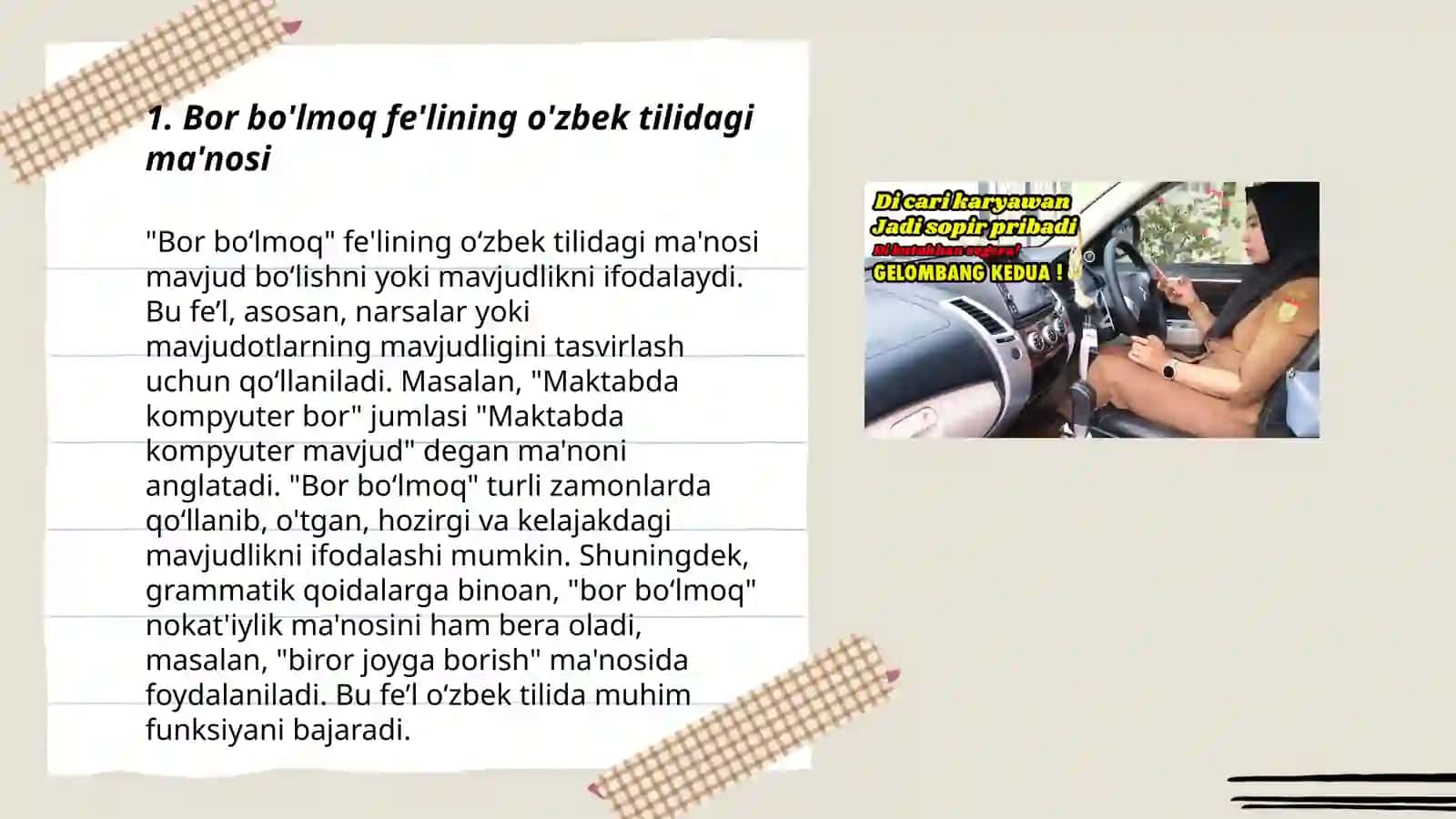 Bor bo'lmoq fe'lini tuslanishi 3