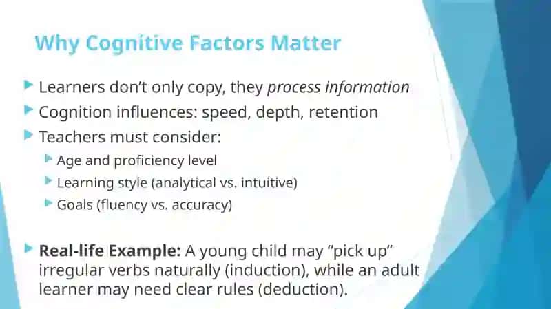 Cognitive Factors in Second Language Acquisition: Inductive and Deductive Approaches 3