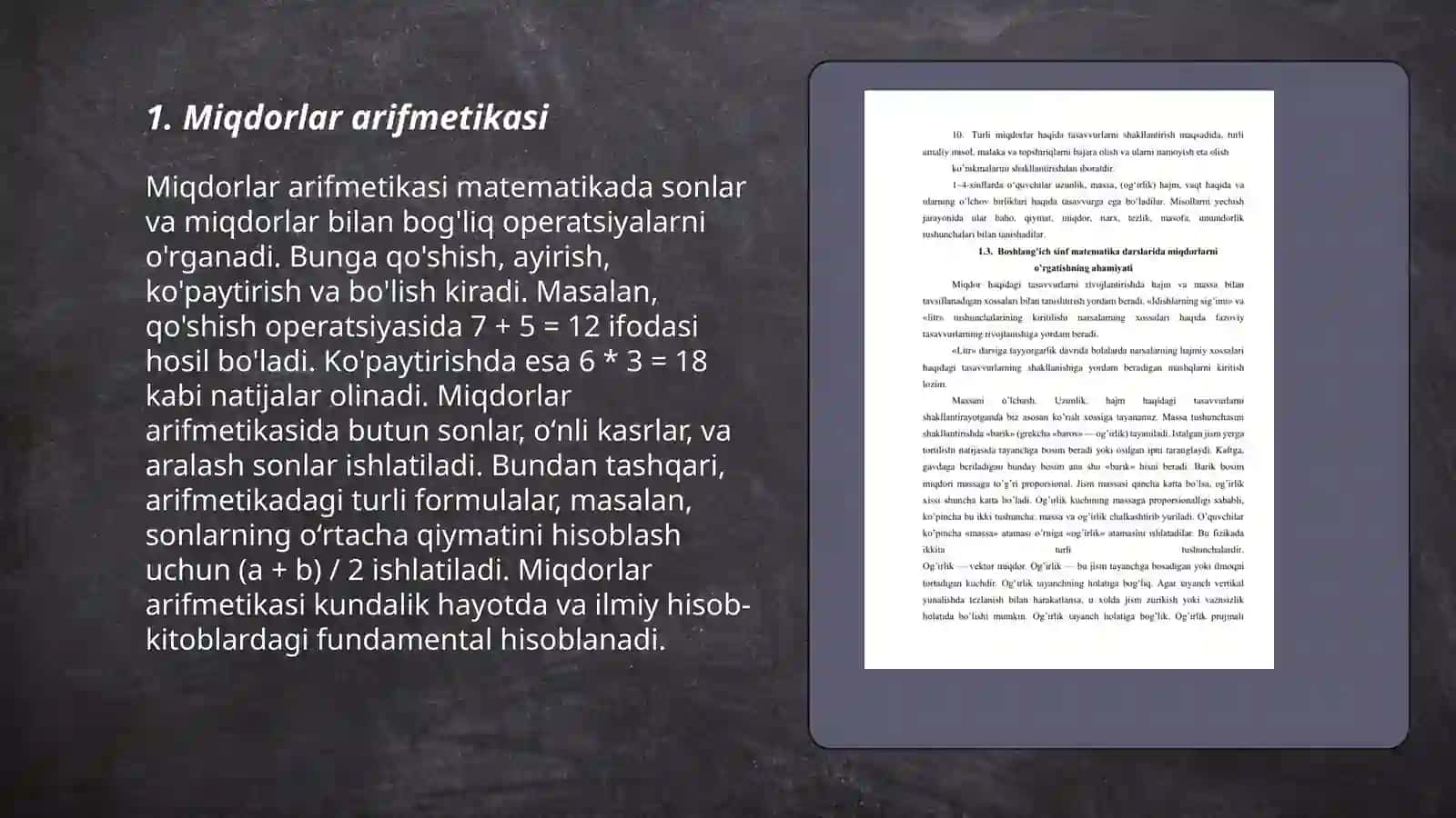 Miqdorlar arifmetikasi 3