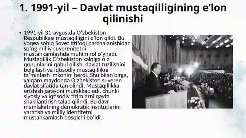 O'zbekistonning eng yangi tarixida muhim islohotlar (1991-2025). 3