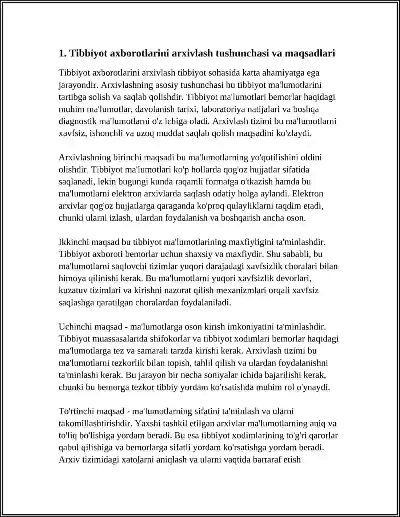 TIBBIYOT AXBOROTLARINI ARXIVLASH 3