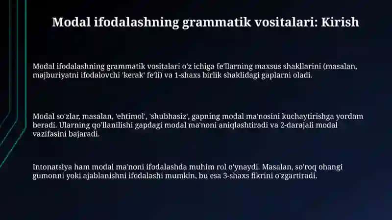 Modal ifodalashning grammatik vositalari 3