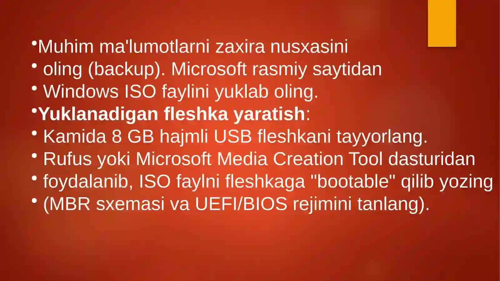 windows operatsion tizimini kampyuterga o’rnatish 3