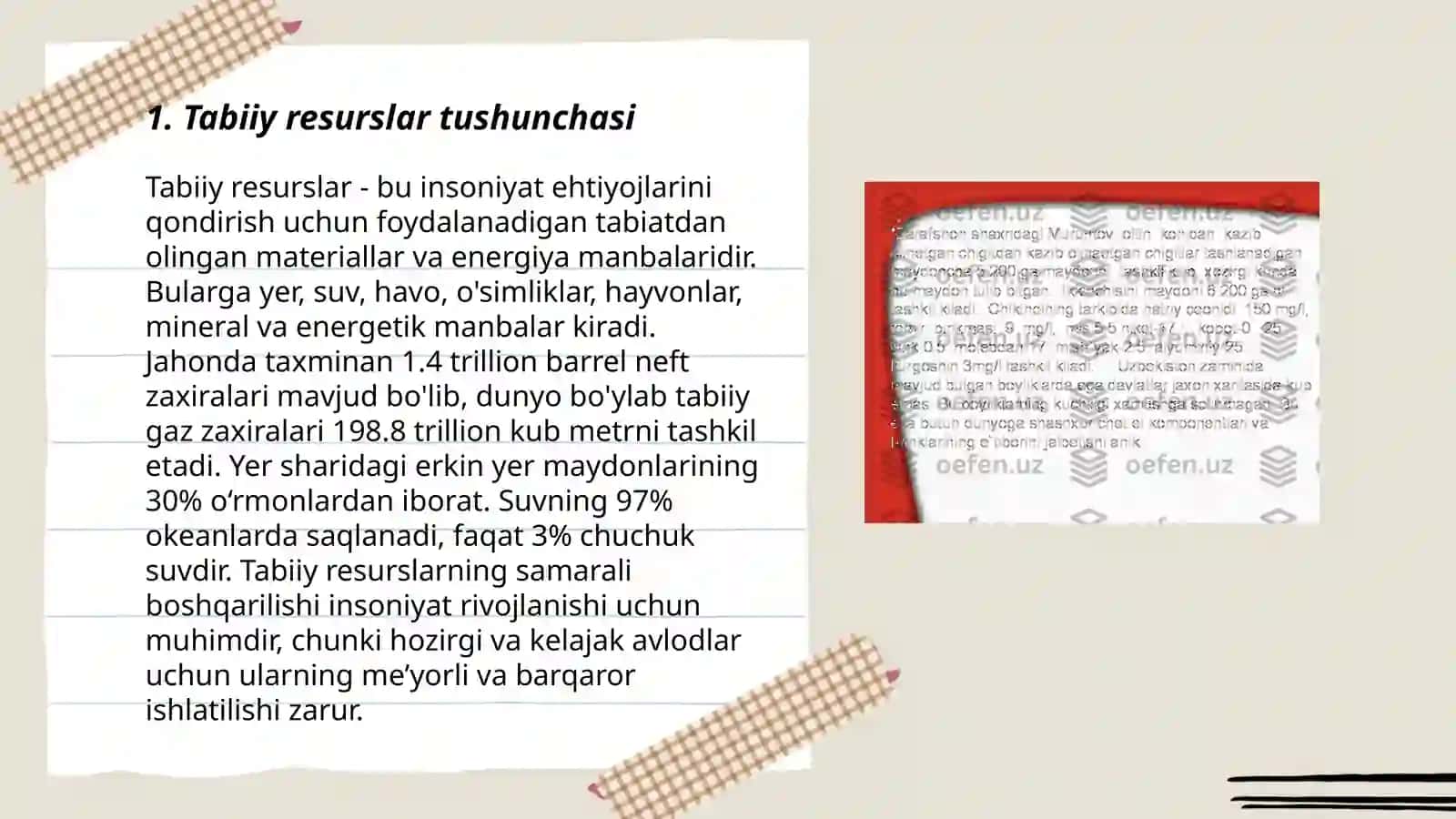 Tabiiy resurslar va ularning klassifikasiyasi 3