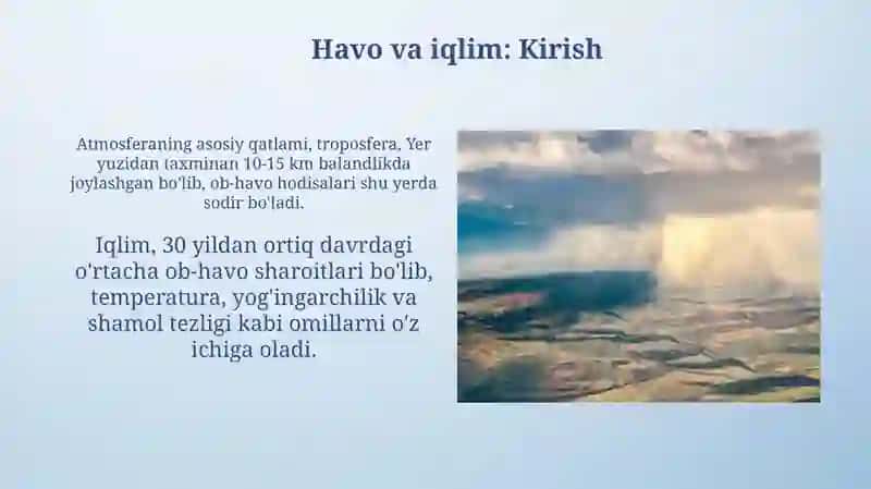 Ob havo va iqlim.Iqlim mintaqalari 3